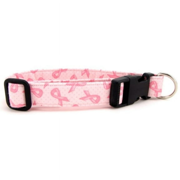 Tossed Pink Ribbon Dog Collar - Size - X-Large