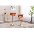 thumbnail image 3 of Guyou Modern Swivel Bar Stools Set of 2, Velvet Adjustable Counter Height Barstools with Woven Curved Back and Golden Base, Kitchen Island Bar Chairs for Pub Kitchen Island Restaurant, Orange, 3 of 9