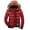 Red, variant on Herrnalise Men'sHooded Color Blocking Winter Casual Thickened Cotton Jacket Brown