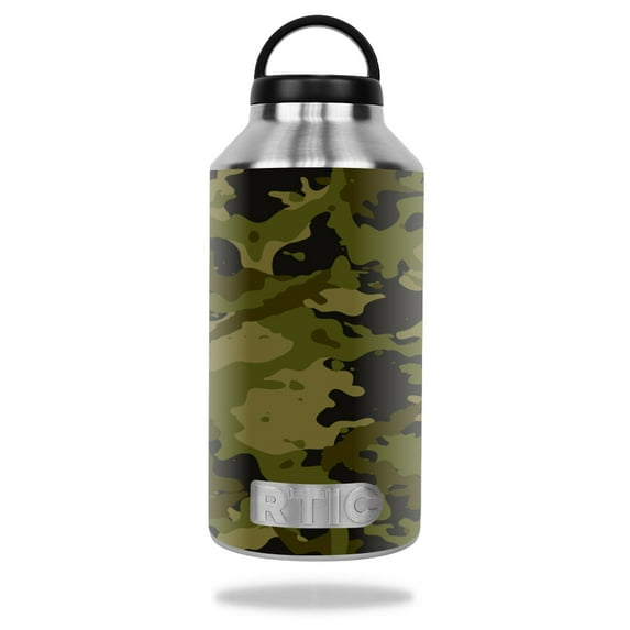 Skin Decal Wrap Compatible With RTIC 64oz Bottle (2016) cover Sticker Design Green Camouflage