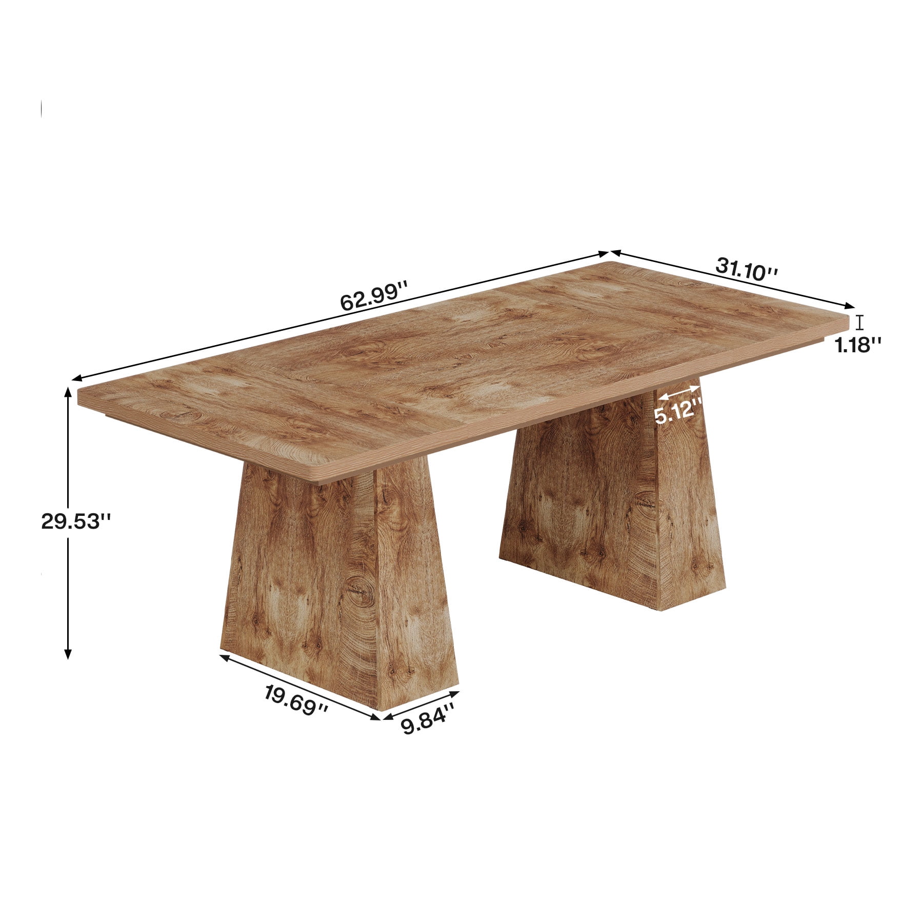 Tribesigns 63" Executive Desk, Modern Office Computer Desk with Double Pedestal, Large Simple Workstations Writing Table Conference Table, Natural