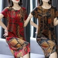 thumbnail image 6 of Ana Casual Dress Women Retro plus size print short-sleeved skirt loose mother wear, 6 of 9
