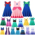 thumbnail image 2 of Vestido de princesa de melocotón de Disney para niñas, ropa informal de uso diario, disfraz de cumpleaños, Carnaval, Elsa, Anna, sirena, Rapunzel, 2 of 5