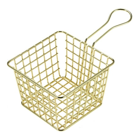 Kitchen French Fry Basket Square Poaching Boiling Deep Frying Snack Food Frying Basket Holder Cook Tool with Handles for Home Restaurant Hotel (Best Way To Cook Frozen French Fries)