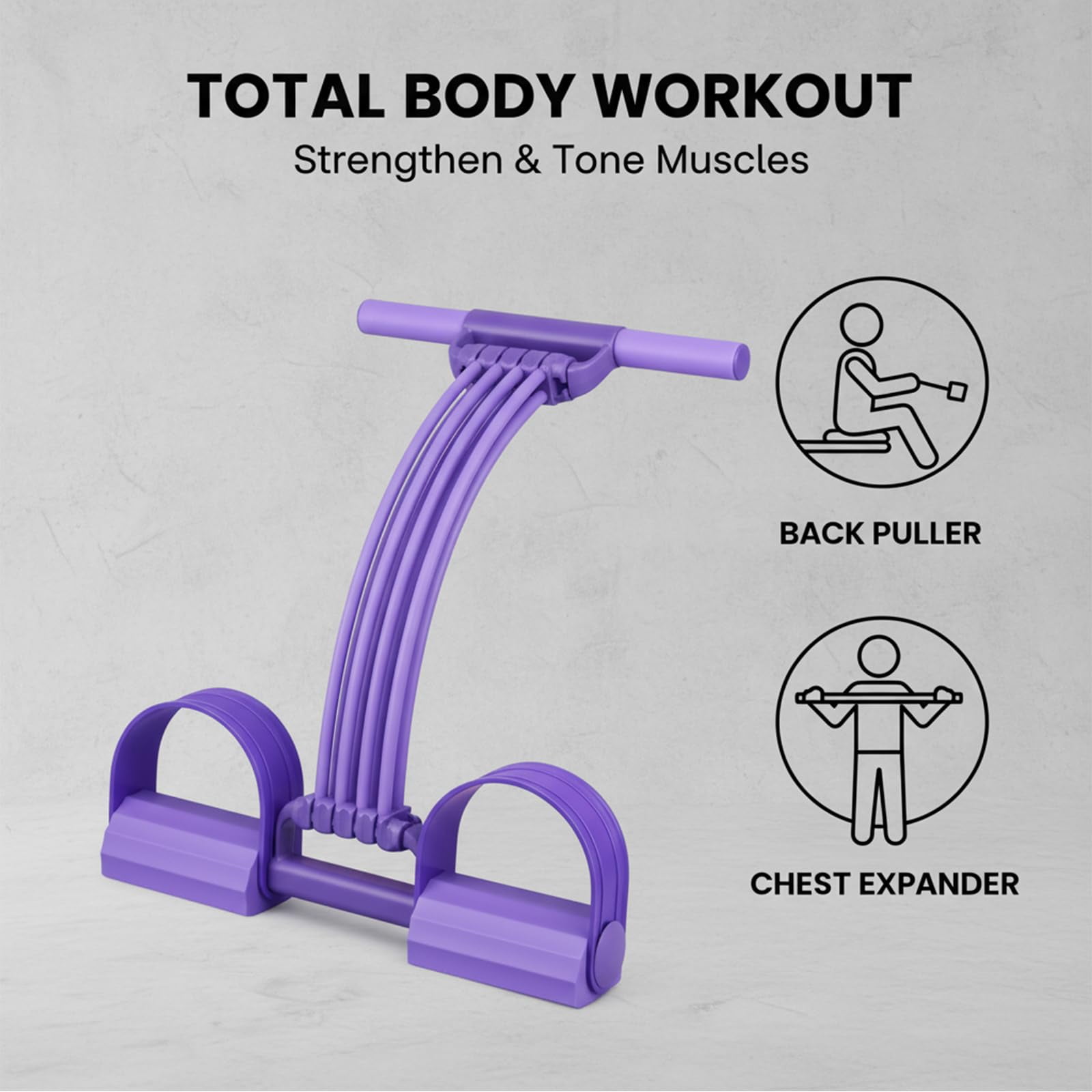 KANOHENO Multifunction Pedal Resistance Band Trainer,3 in 1 Adjustable 8-Tube Multifunction Tension Rope,Detachable Foot Pedal for Home Gym & Full Body Workout Equipment