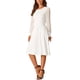 thumbnail image 4 of Vestido de cóctel elegante de manga larga para mujer, cuello redondo, largo hasta la rodilla, talla XL, blanco, 4 of 5