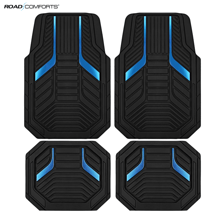 Heavy Duty Rubber Floor Mats, Blue, 4-Piece photo 1