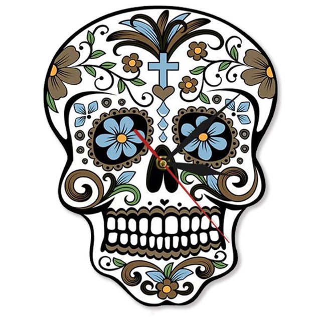 Reloj de pared acrílico con forma de calavera, 30 cm, silencioso, que no hace tictac