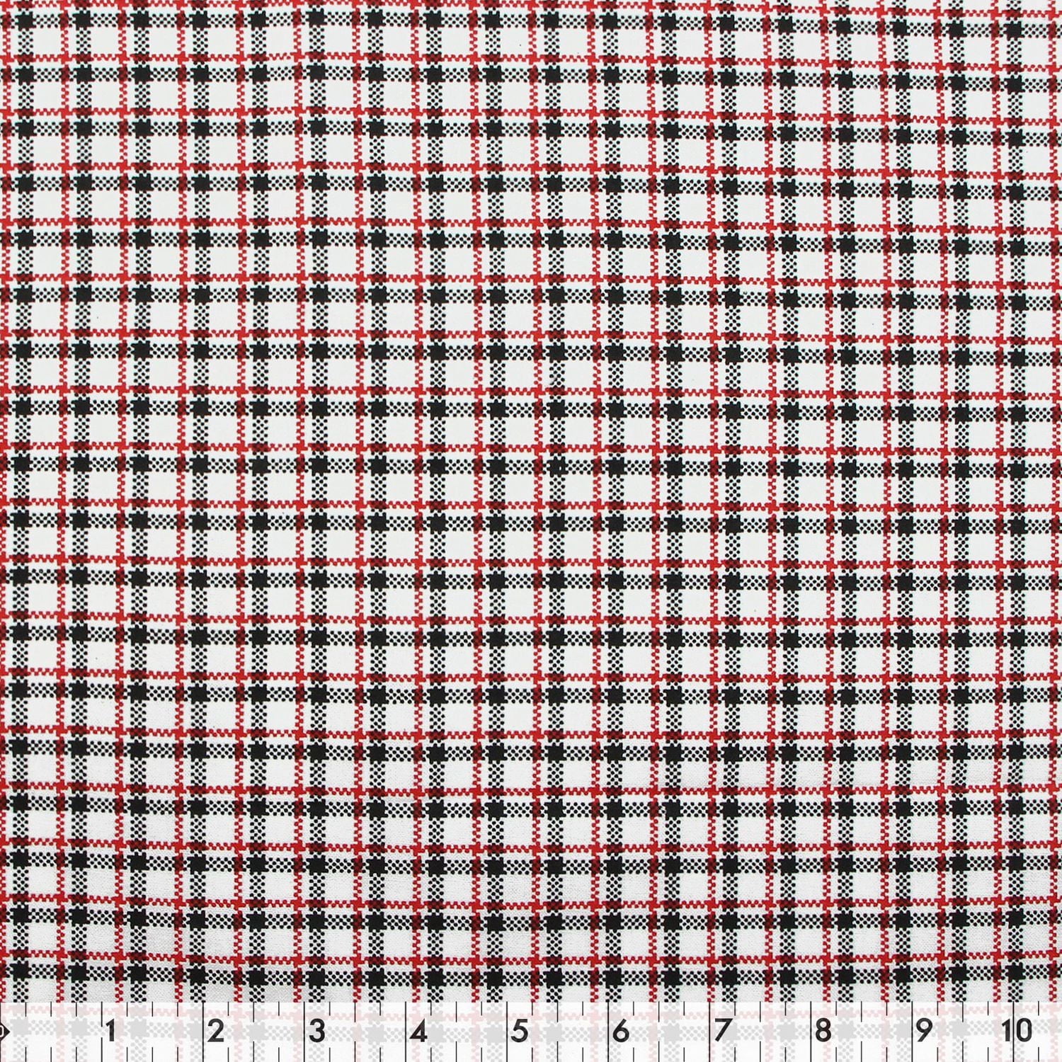 Fabric Creations White with Red and Black Plaid Fat Quarter Pre-Cut Fabric - 18" x 21" / 45cm x 53cm