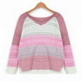 thumbnail image 3 of Vedolay Cute Sweaters Women's 2023 Fashion V Neck Collared Sweaters Casual Loose Lantern Long Sleeve Tops,Hot Pink XL, 3 of 4