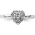 thumbnail image 4 of Solid Sterling Silver Stackable Expressions Heart Diamond Ring - Ring Size 8.0-3.24gm, 4 of 8