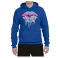 thumbnail image 2 of Wild Bobby, Dripping Lipstick Lips Cute Pink Blue Lips Gift Beauty Makeup Lover, Streetwear, Unisex Graphic Hoodie Sweatshirt, Royal, X-Large, 2 of 3