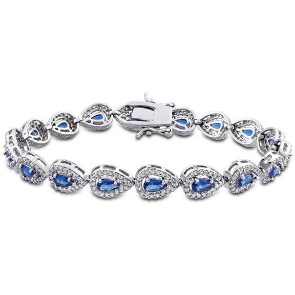 Everly Women's Created Sapphire Sterling Silver Tennis Bracelet