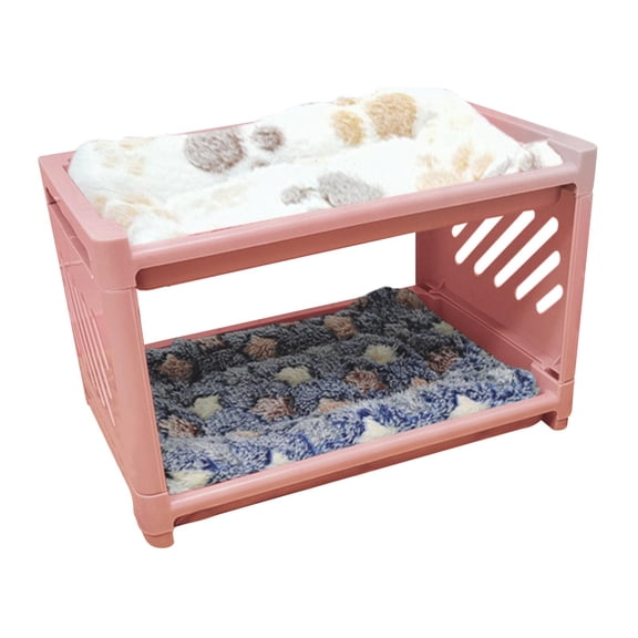 EHJRE Large Small Animal Bed House, with Mattress Play Hideaway Hut Warm Detachable Shelter Nest for Rabbit Cage Accessories Rat Chinchilla Bunny , Pink