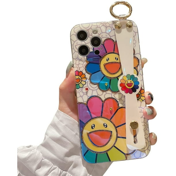 For Iphone 12 Pro Max Case Cute With Wrist Strap Kickstand Glitter Bling Cartoon Imd Soft Tpu Shockproof Protective Cases Cover For Girls And Women Sunflower Walmart Com