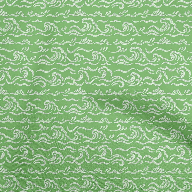 oneOone Polyester Spandex Green Fabric Asian Japanese Wave Craft Projects Decor Fabric Printed By The Yard 56 Inch Wide