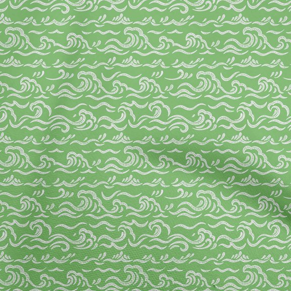 oneOone Cotton Flex Green Fabric Asian Japanese Wave Sewing Craft Projects Fabric Prints By Yard 40 Inch Wide