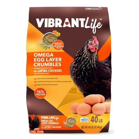 Vibrant Life Omega 3 Egg Layer Crumbles Chicken Feed, 40 lb
