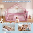 thumbnail image 6 of Floor Bed Twin Size House Shaped Floor Beds with Globe String Lights and Storage Bookshelf, Twin Metal Bed Frame with Door and Safety Guardrail, Montessori Floor Bed Frame for Bedroom, Pink, 6 of 8