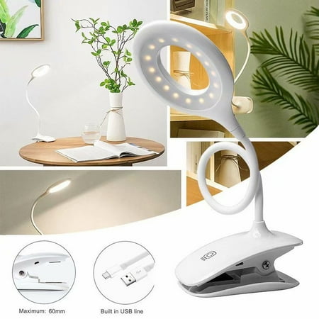 Desk Lamp Clip Usb Rechargeable Led Clip Reading Light Gooseneck Touch Table Lamp For Headboard And Bedroom
