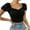 Black, variant on Women's Fitted Short Sleeve Top with Ruffle Details, Square Neckline, and Cropped Sleeves, Perfect for a Chic and Stylish Look, Everyday Wear Blouse