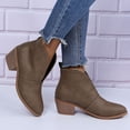 thumbnail image 2 of Mepaouo Women's Ankle Boots V Cut out Chunky Stacked Heel Chelsea Booties Winter Fall Slip on Dress Shoes, 2 of 6