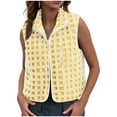 thumbnail image 4 of UAYOTSE Women Fall and Winter Soild Color Fleece Vest Sleeveless Fashion Zipper Vest Checkered Vest(S201-Yellow,S), 4 of 7