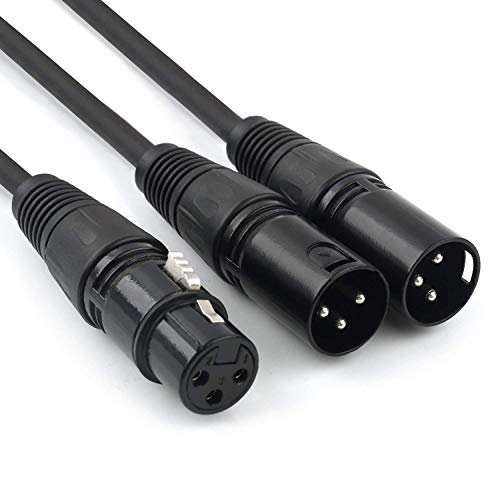 CableVantage Câble Séparateur XLR 3 Broches, XLR Femelle vers Double XLR Mâle Câble Y Séparateur de Microphone Équilibré Adaptateur Audio