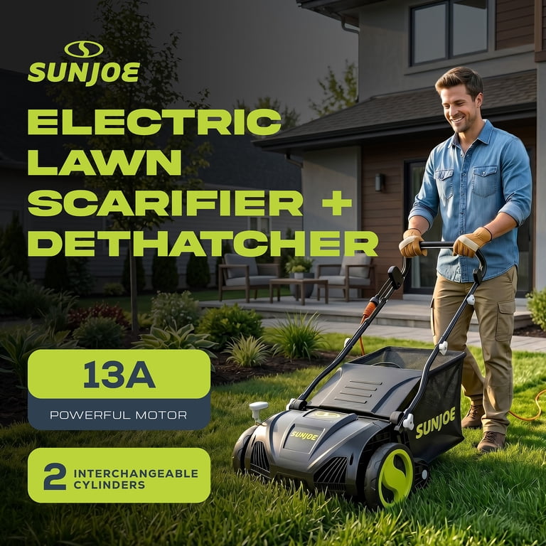 Sun Joe, Lawn Mower, 15-Inch, 13-Amp Electric, Green - Walmart.com