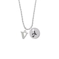 thumbnail image 2 of Delight Jewelry Silvertone Large Initial - V - Silvertone Script Initial Disc - A - Charm Necklace, 20"+3", 2 of 4
