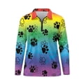 thumbnail image 3 of Garronmavis Golf Shirt Women Zip Up Tennis Shirts Casual Long Sleeve Shirts Workout Tennis Tops Dog Paw Golf Shirt, Colorful Dog Paw Print, Size XL, 3 of 7