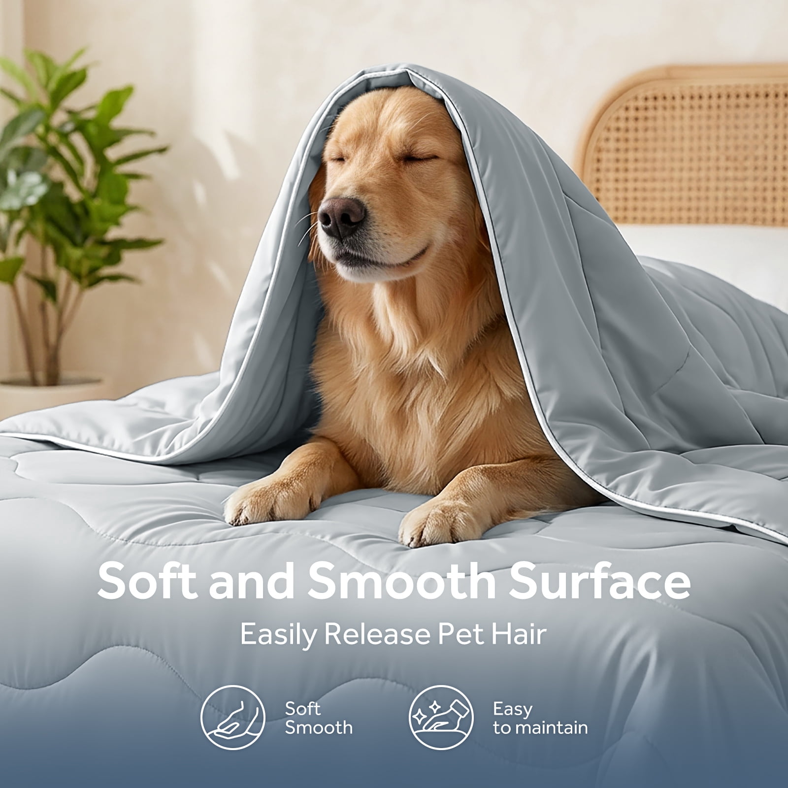 EMONIA Cooling Blanket King Size, Double-Sided Cooling Comforter for Hot Sleepers and Night Sweats, Soft Summer Cool Blanket, All-Season Lightweight Bed Comforter (Light Gray 108"x90")