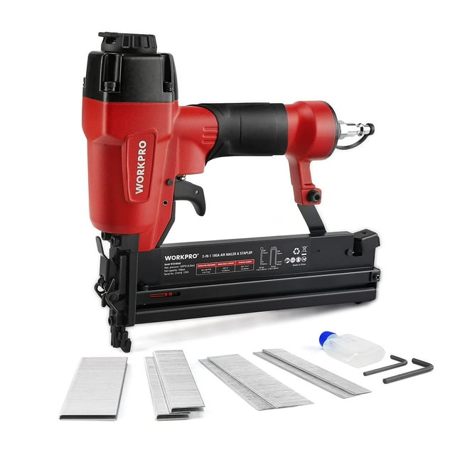 Pistola de clavos y grapadora de corona WORKPRO Pneumatic 18GA 2 en 1