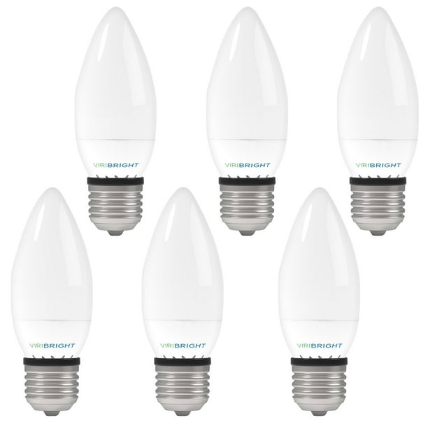 Viribright Chandelier 25Watt EQ 3.2Watt Actual B10 E26 Base LED light Bulb, 4000k Cool White