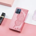 thumbnail image 4 of for Motorola Edge 30 Fusion 6.55" Wallet Case for Women Girls, Shiny Butterfly Flower PU Leather Cover with Card Slot Holder Flip Phone Case for Motorola Edge 30 Fusion Rhinestone Pink, 4 of 9
