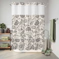 thumbnail image 6 of No Hook Shower Curtain, Grey Paisley Shower Curtains for Bathroom with See Through Top Window, Boho Flower Botanical Leaf Branch Waterproof & Washable Bath Curtain Stall 48"x72", 6 of 9
