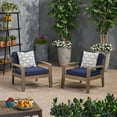 thumbnail image 4 of GDF Studio Parma Outdoor Acacia Wood Club Chairs with Cushions, Set of 2, Gray and Dark Teal Water Resistant Fabric, 4 of 12