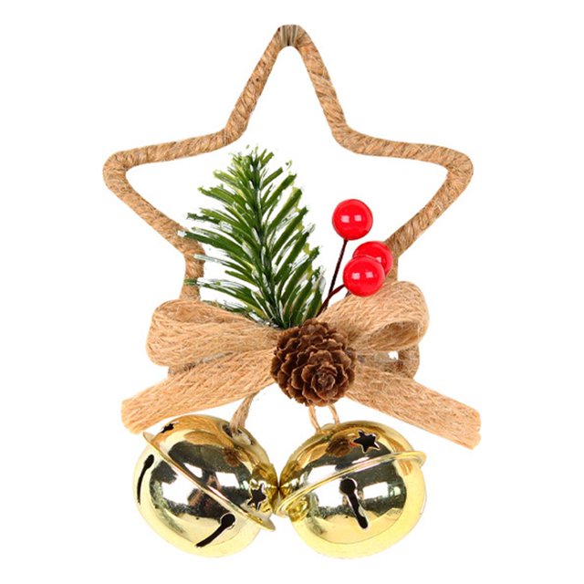 Bewildely Colgante de Navidad, campana de estrella, colgante de pared, decoración impermeable, atmósferas de vacaciones, escaparate elegante, adorno de Kits de decoración para fiestas Oro Bewildely HA065024-03