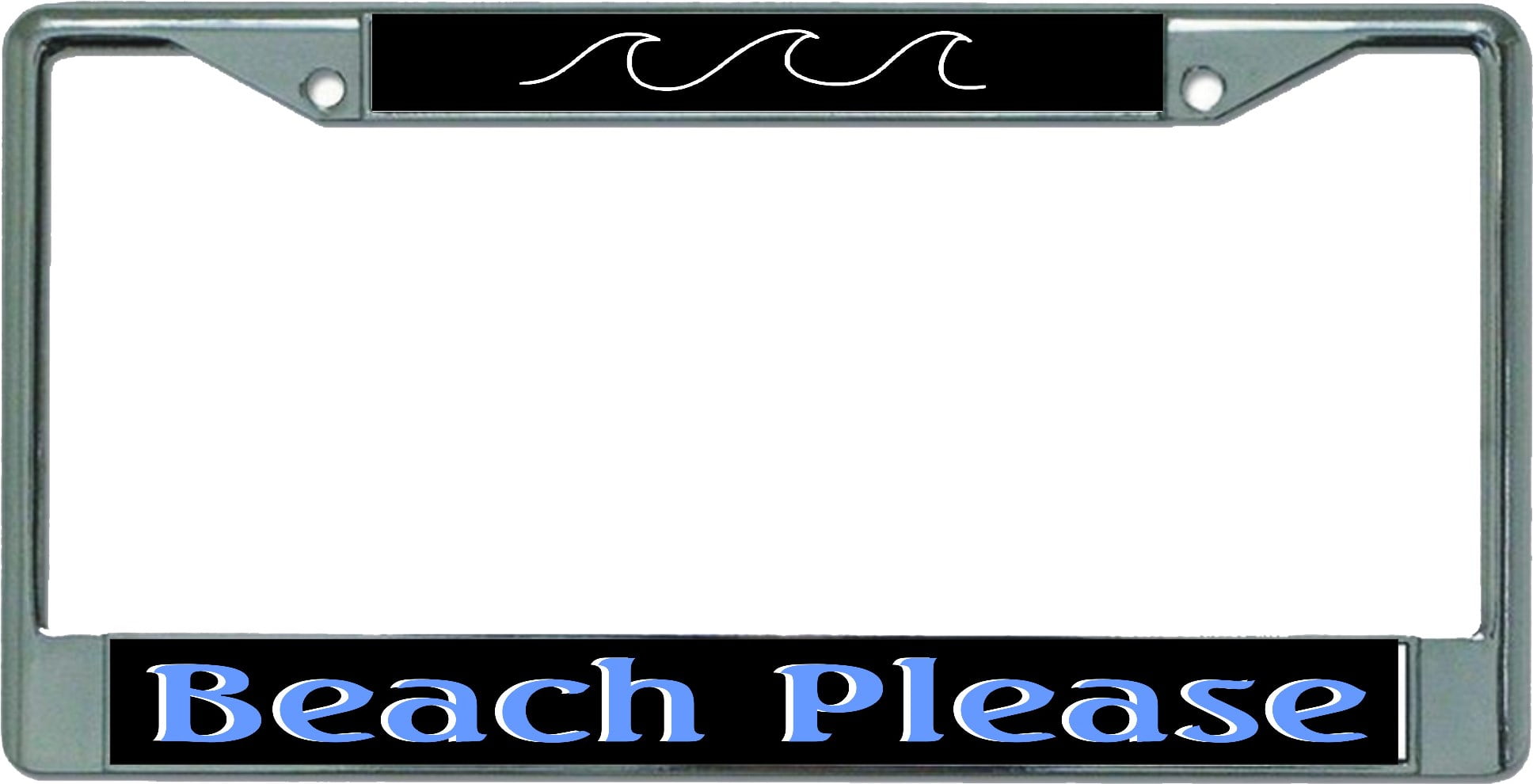 Beach Please Chrome License Plate Frame