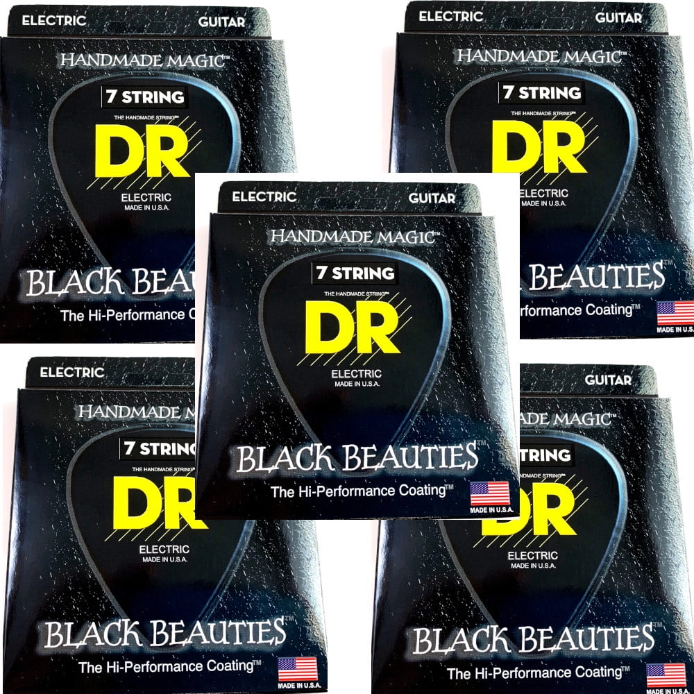 DR Guitar Strings 7-String Electric 5-Pack K3 Black Beauties Coated 11-60