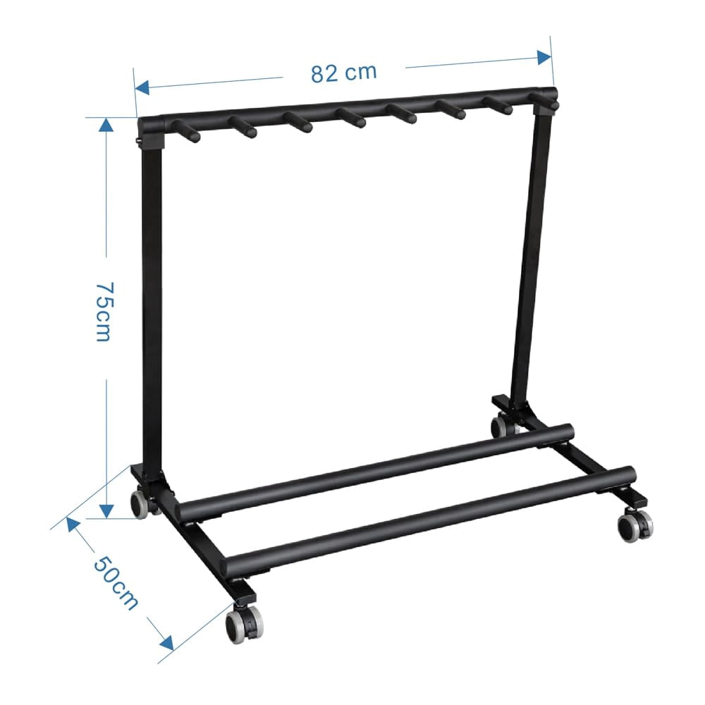 Ataucjin Multi Guitar Stand Rack with Wheels 7 Holders Portable & Collapsible Guitar Stand Display Rack with No-Slip Rubber Padding Guitar Storage Rack for Home