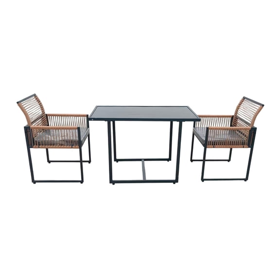 Ilios Innova | Juego de Comedor Exterior con Mesa y Sillas de Ratán Sintético, Estructura Metálica Resistente, Diseño Moderno para Jardín, Terraza o Patio