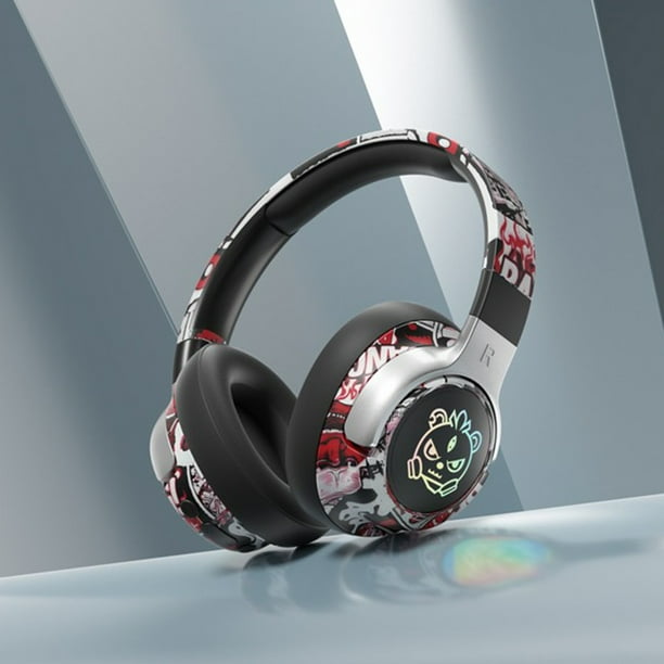 Auriculares Bluetooth, auriculares inalámbricos, diadema suave plegable con montaje en la cabeza, baja latencia, batería alta, 5.4, auriculares deportivos para juegos, auriculares Bluetooth de plástic