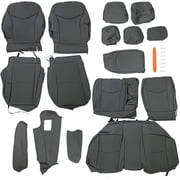 Kojem Synthetic Leather Seat Covers Compatible with 2010-2015 Toyota Prius, Gray Front & Rear