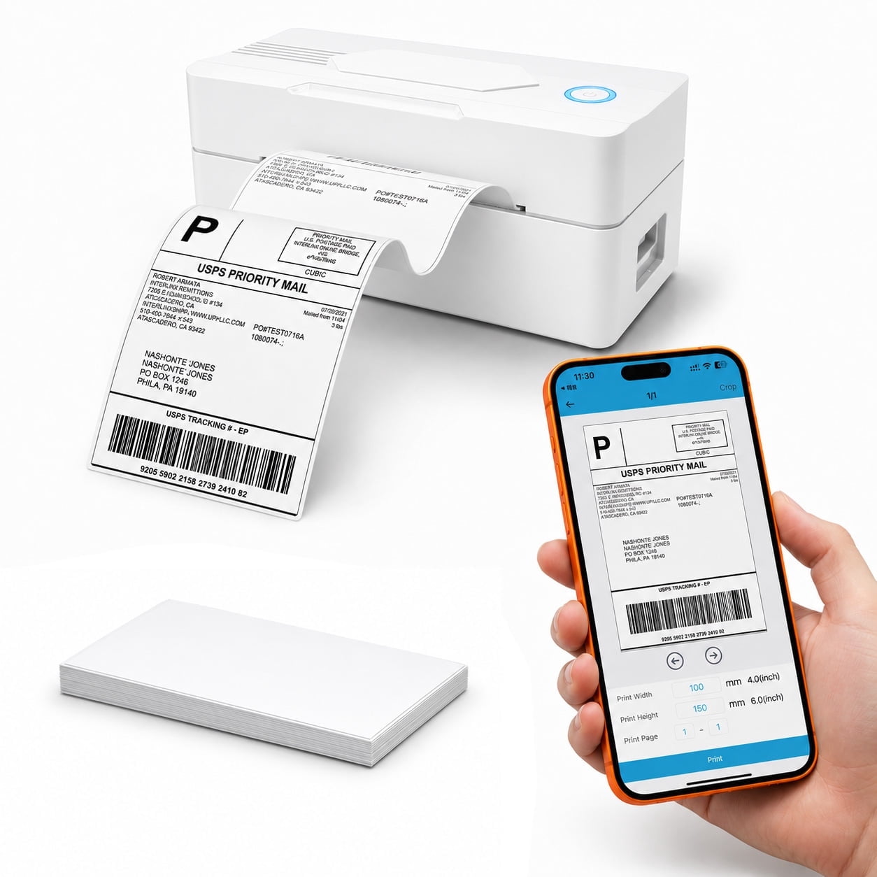 Forc Bluetooth 4x6 Thermal Shipping Label Printer, 203 DPI, 160mm/s, for Small Business, iOS, Android, Windows, Mac