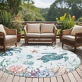 thumbnail image 4 of Teal Turtle Coastal Round Area Rug 6Ft Washable Circle Rugs for Bathroom Office, Octopus Coral Summer Beach Starfish Non-Slip Carpet Floor Mats Indoor Outdoor Carpet Runner Aesthetic Home Decor, 4 of 8