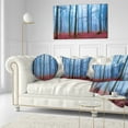 thumbnail image 3 of Designart Foggy Forest in Blue and Pink Photo - Modern Forest Throw Pillow - 12x20, 3 of 5