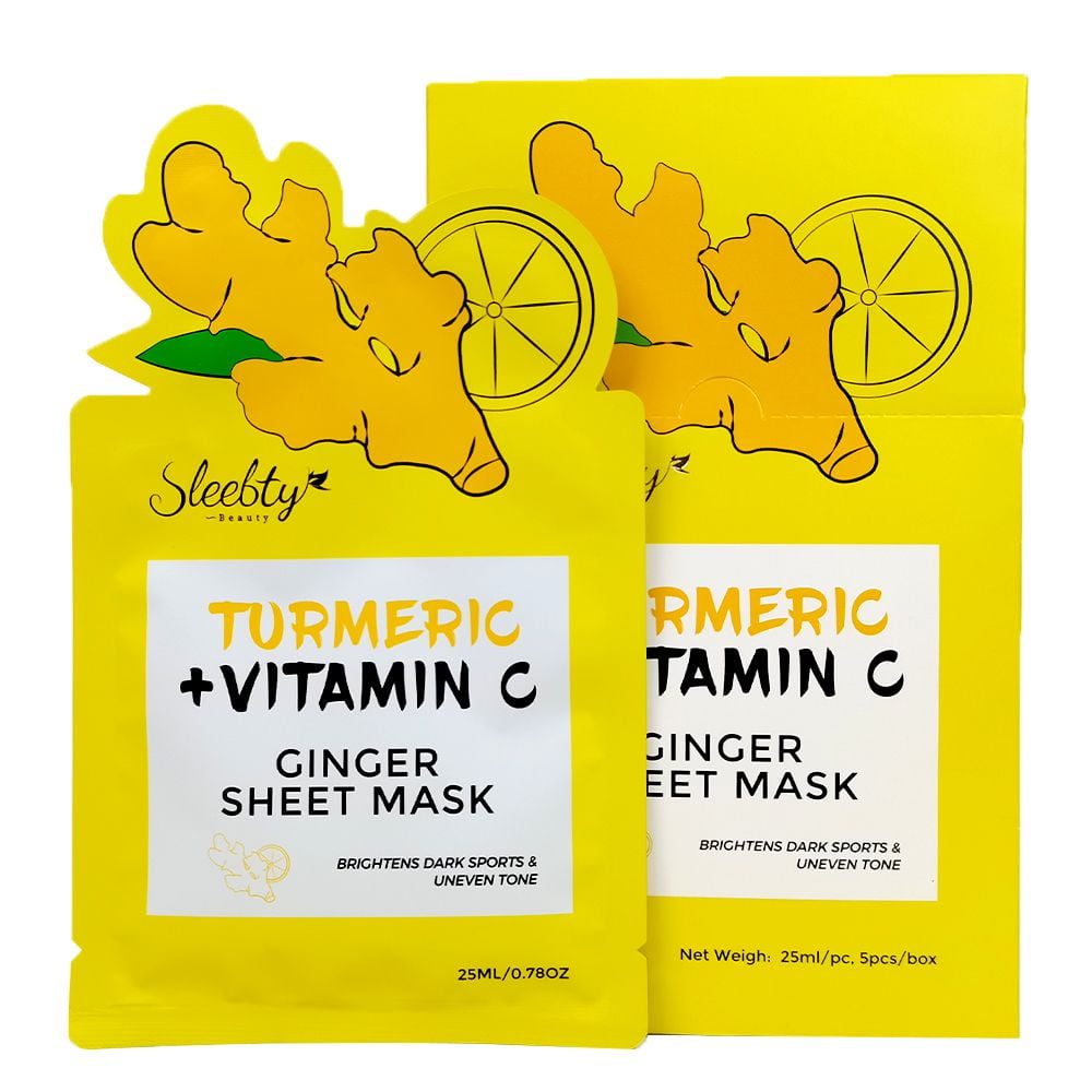 Sleebty Turmeric Vitamin C Ginger Facial Sheet Mask 5 Pack