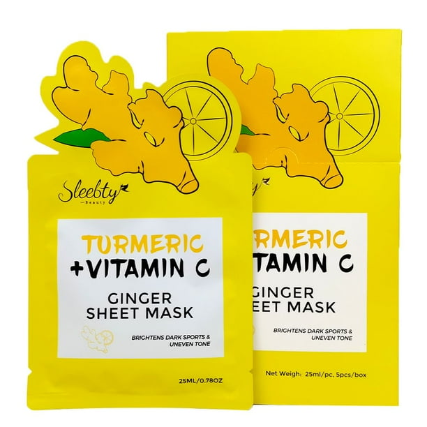 Sleebty Turmeric Vitamin C Ginger Facial Sheet Mask 5 Pack