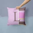 thumbnail image 2 of Carolines Treasures CJ1005-LPW1414 Letter L Initial Monogram - Pink Stripes Decorative   Canvas Fabric Pillow 14Hx14W, 2 of 4
